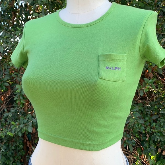 Vintage Deadstock Ralph Lauren Green Women's Crop Top - Picture 1 of 8